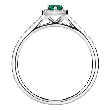 Solitaire Lepage Marcel en or blanc et émeraude taille poire