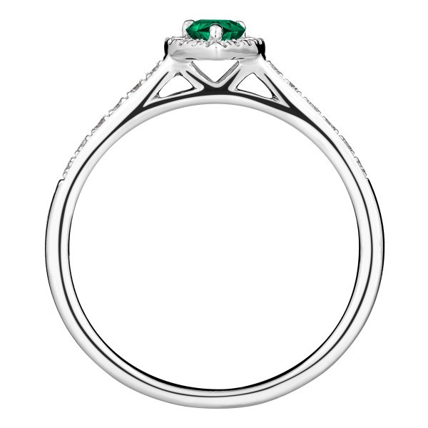 Solitaire Lepage Marcel en or blanc et émeraude taille poire