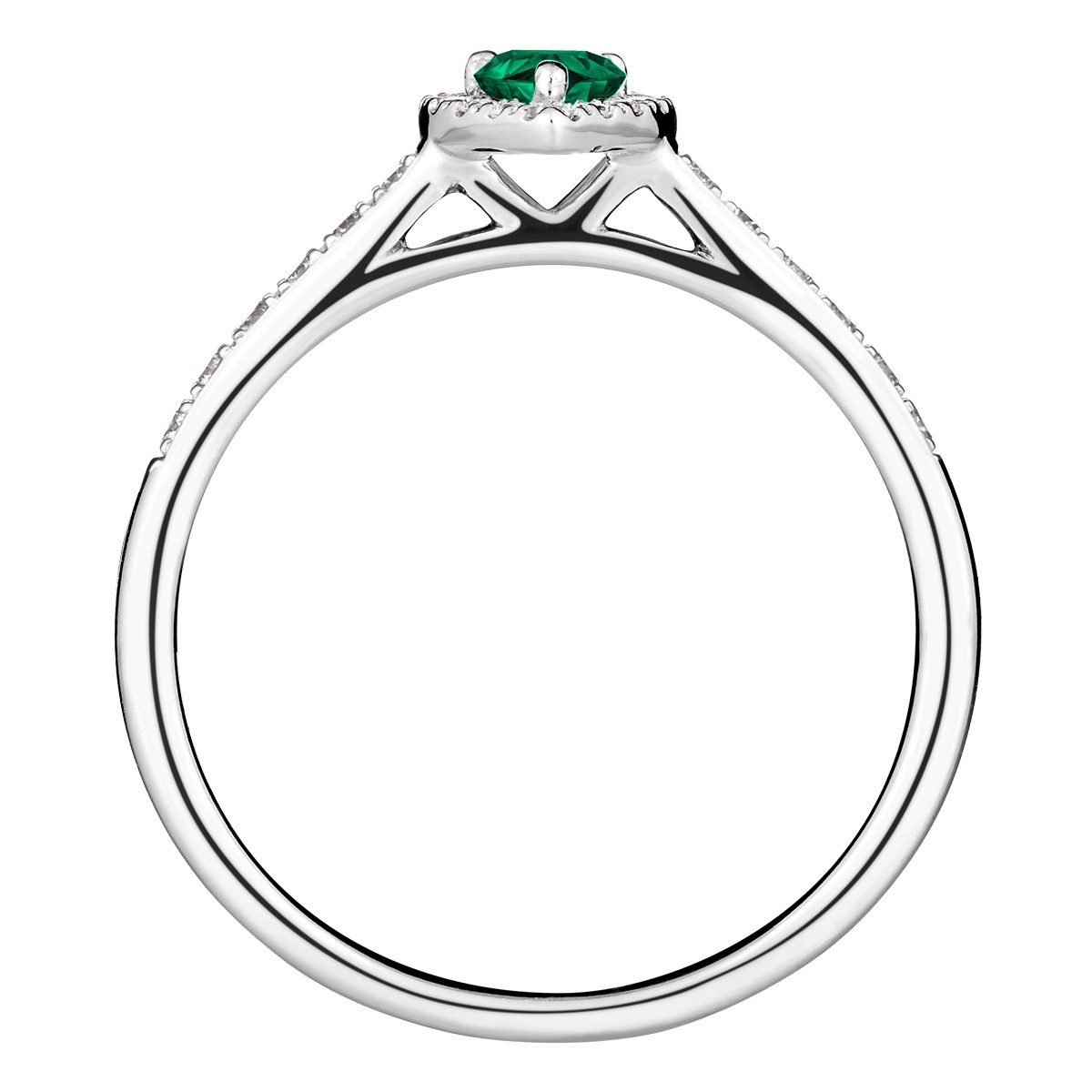 Solitaire Lepage Marcel en or blanc et émeraude taille poire