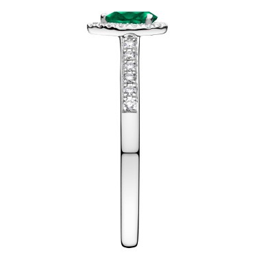 Solitaire Lepage Marcel en or blanc et émeraude taille poire