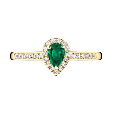 Solitaire Lepage Marcel en or jaune et émeraude taille poire LES17EJ