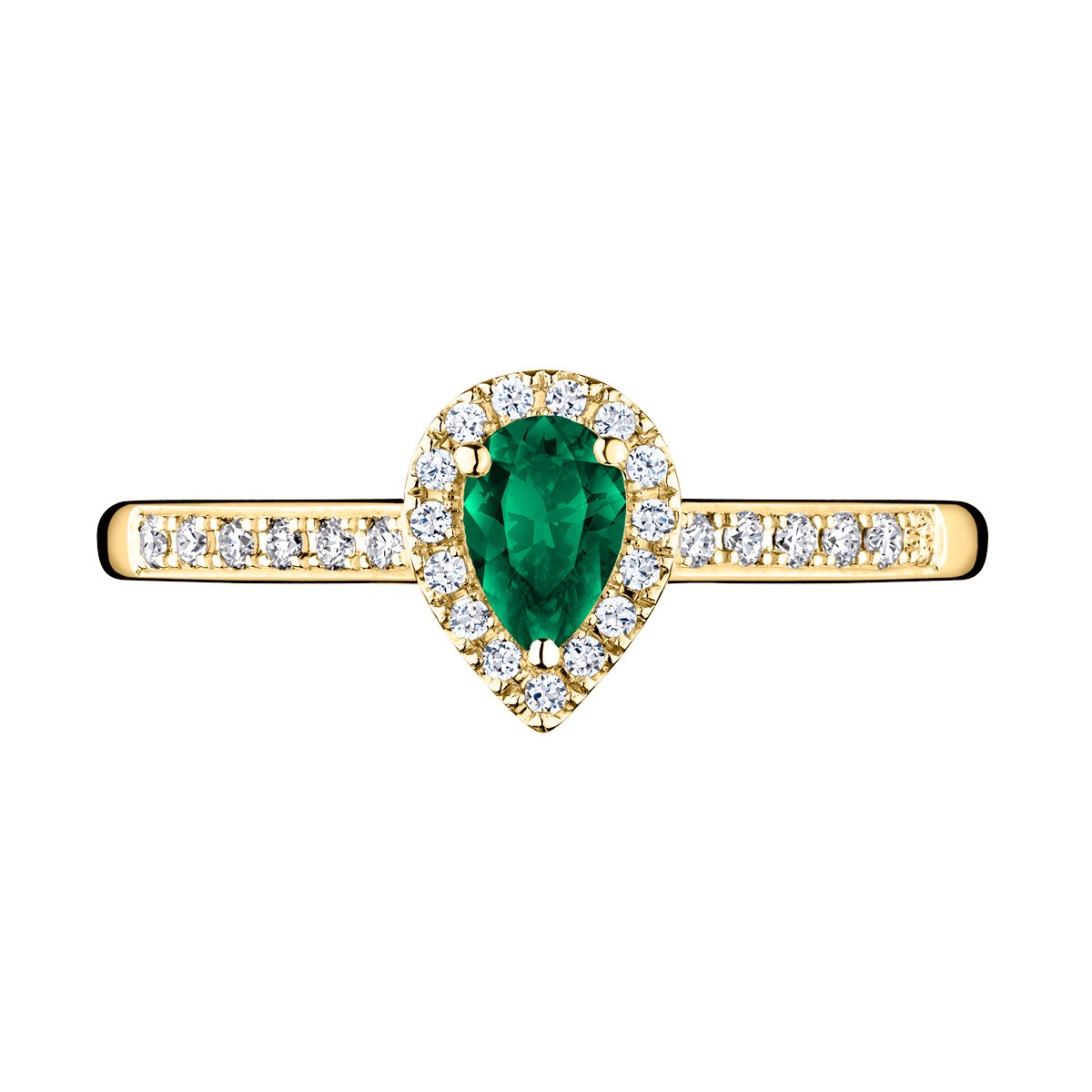 Solitaire Lepage Marcel en or jaune et émeraude taille poire LES17EJ