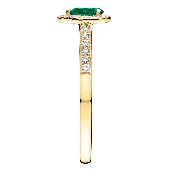 Solitaire Lepage Marcel en or jaune et émeraude taille poire LES17EJ