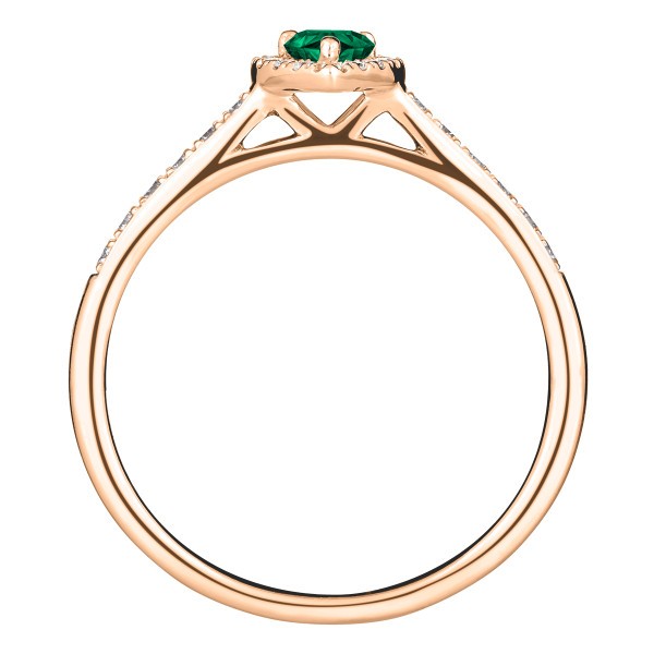 Solitaire Lepage Marcel en or rose et émeraude taille poire