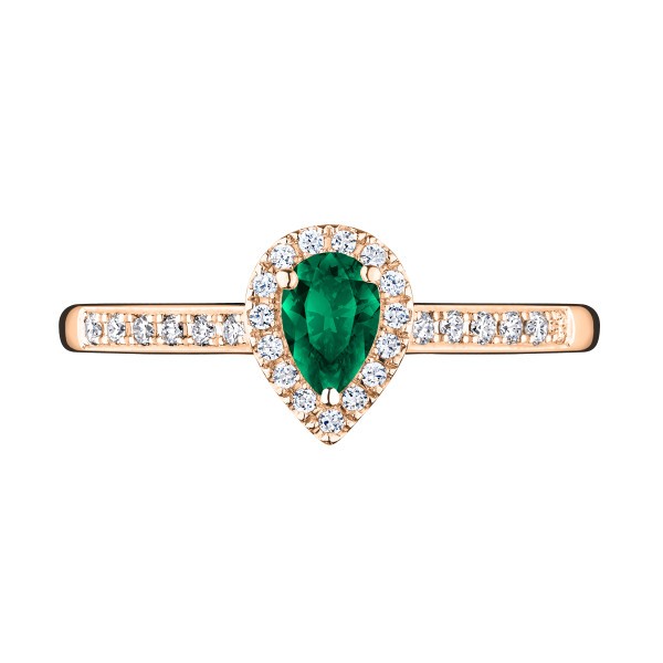 Solitaire Lepage Marcel en or rose et émeraude taille poire LES17ER