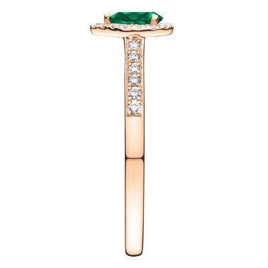 Solitaire Lepage Marcel en or rose et émeraude taille poire LES17ER
