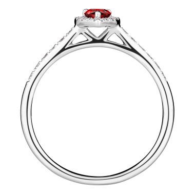 Solitaire Lepage Marcel en or blanc et rubis taille poire