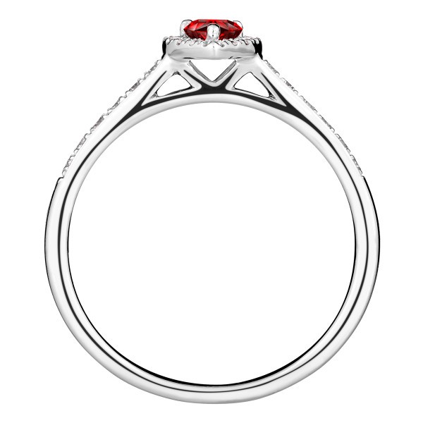Solitaire Lepage Marcel en or blanc et rubis taille poire