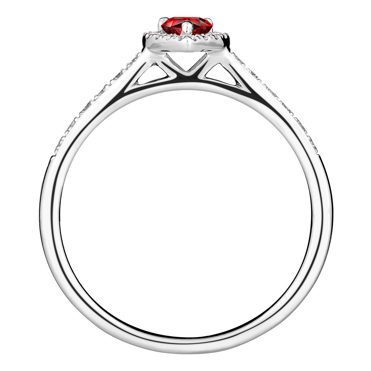 Solitaire Lepage Marcel en or blanc et rubis taille poire