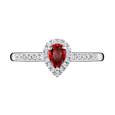 Solitaire Lepage Marcel en or blanc et rubis taille poire