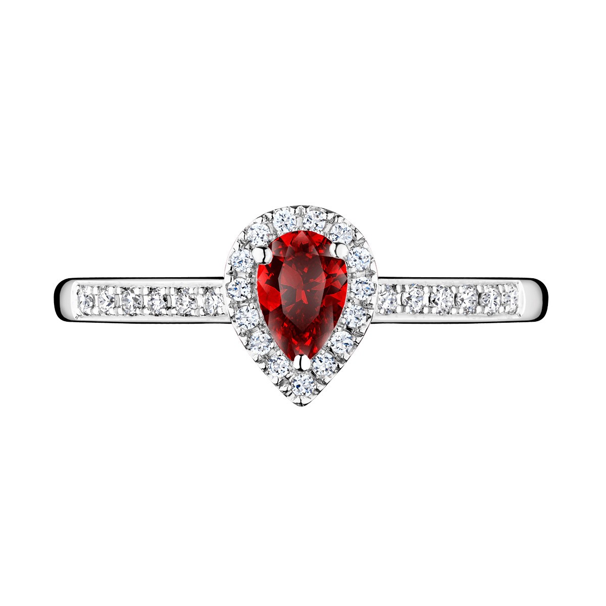 Solitaire Lepage Marcel en or blanc et rubis taille poire