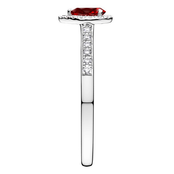 Solitaire Lepage Marcel en or blanc et rubis taille poire
