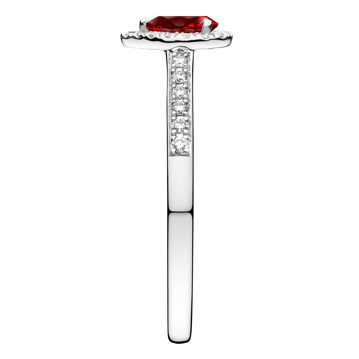 Solitaire Lepage Marcel en or blanc et rubis taille poire