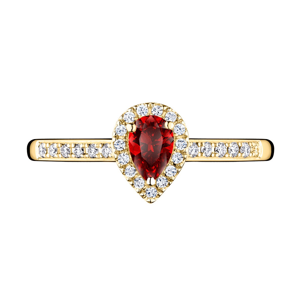 Solitaire Lepage Marcel en or jaune et rubis taille poire