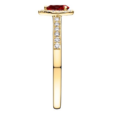 Solitaire Lepage Marcel en or jaune et rubis taille poire