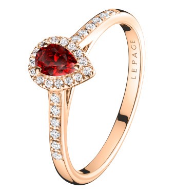 Solitaire Lepage Marcel en or rose et rubis taille poire LES17RR