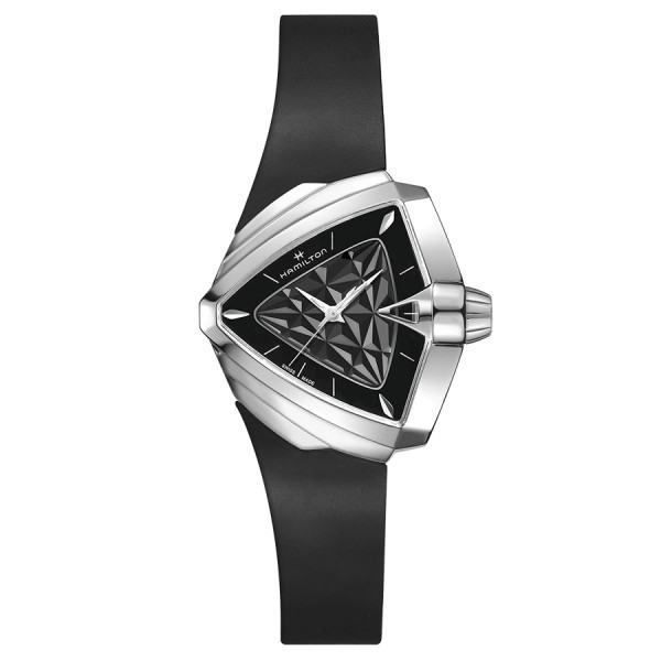 Montre Hamilton Ventura S Quartz cadran noir bracelet caoutchouc noir 38 mm