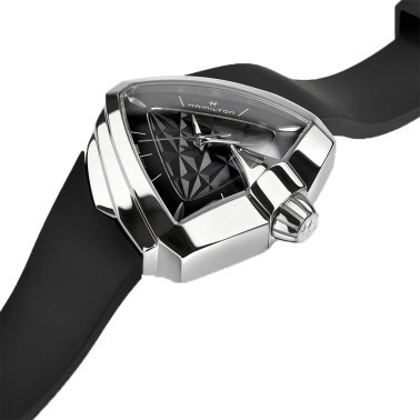Montre Hamilton Ventura S Quartz cadran noir bracelet caoutchouc noir 38 mm H24251330