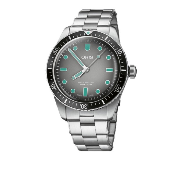 Montre Oris Divers Sixty-Five automatique cadran gris bracelet acier 40 mm 01 733 7707 4053-07 8 20 18