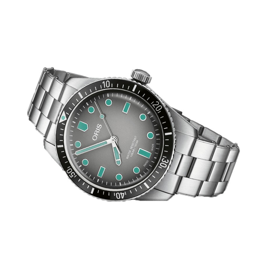 Montre Oris Divers Sixty-Five automatique cadran gris bracelet acier 40 mm 01 733 7707 4053-07 8 20 18