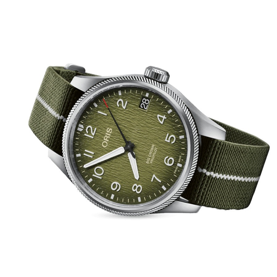 Montre Oris ProPilot Okavango Edition Limitée automatique cadran vert bracelet textile vert 41 mm 01 751 7761 4187-Set