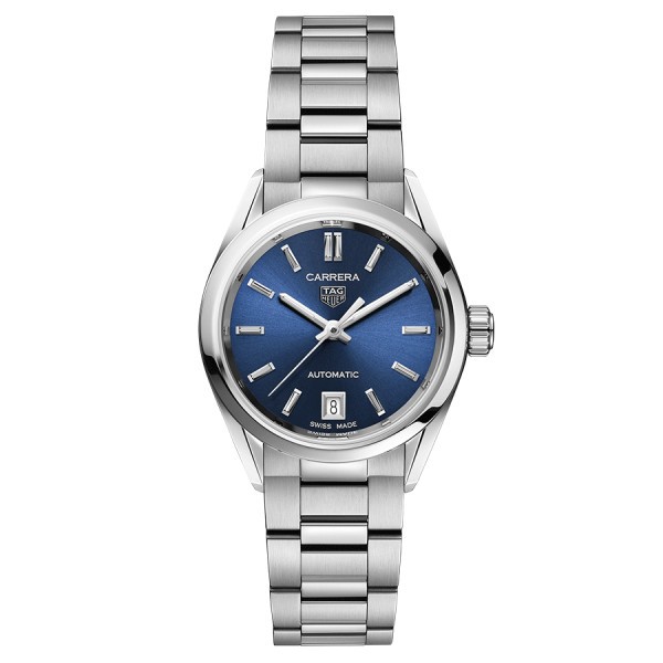 Montre Tag Heuer Ladies Carrera Calibre 9 automatique cadran bleu bracelet acier 29 mm WBN2411.BA0621