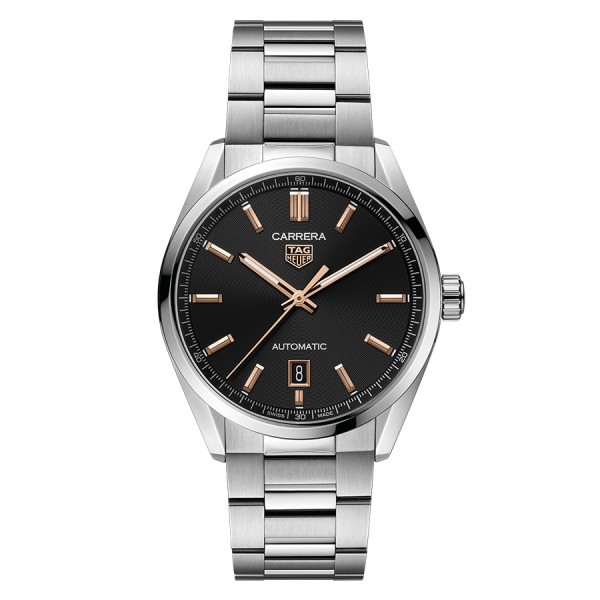 Montre Tag Heuer Carrera Calibre 5 automatique cadran noir bracelet acier 39 mm