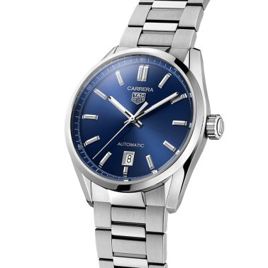 Montre Tag Heuer Carrera Calibre 5 automatique cadran bleu bracelet acier 39 mm WBN2112.BA0639
