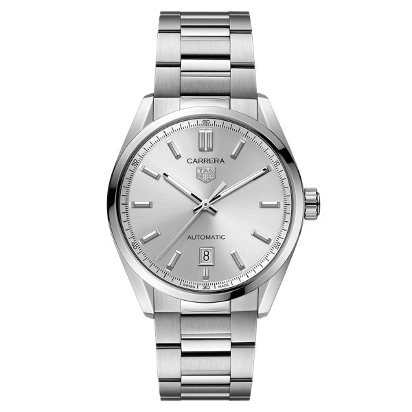 Montre Tag Heuer Carrera Calibre 5 automatique cadran argent bracelet acier 39 mm