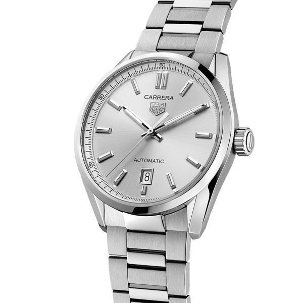 Montre Tag Heuer Carrera Calibre 5 automatique cadran argent bracelet acier 39 mm WBN2111.BA0639