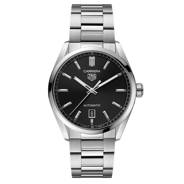 Montre Tag Heuer Carrera Calibre 5 automatique cadran noir bracelet acier 39 mm WBN2110.BA0639