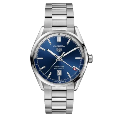Montre Tag Heuer Carrera Calibre 7 GMT automatique cadran bleu bracelet acier 41 mm WBN201A.BA0640