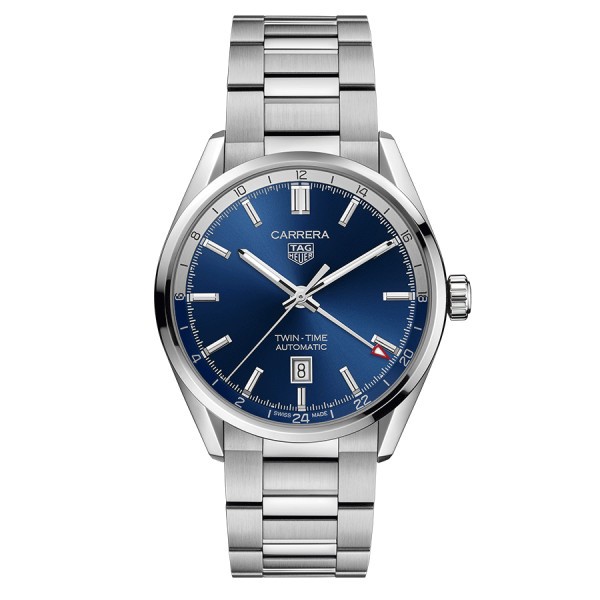 Montre Tag Heuer Carrera Calibre 7 GMT automatique cadran bleu bracelet acier 41 mm WBN201A.BA0640