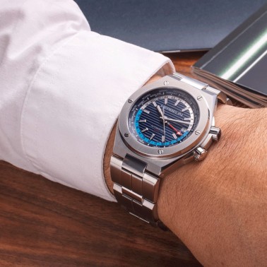 Michel Herbelin Cap Camarat GMT Limited Edition automatic watch blue and silver dial steel bracelet 42 mm 1445/B25