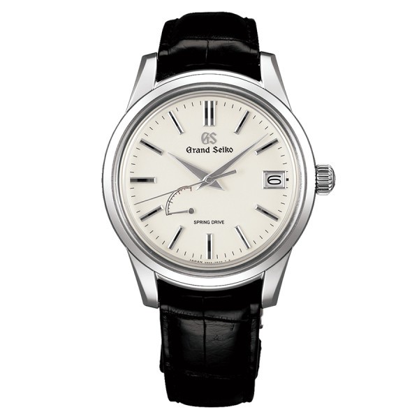 Montre Grand Seiko Elegance Spring Drive cadran crème bracelet cuir noir 40 mm