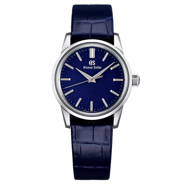 Montre Grand Seiko Elegance quartz cadran bleu bracelet cuir bleu 34 mm