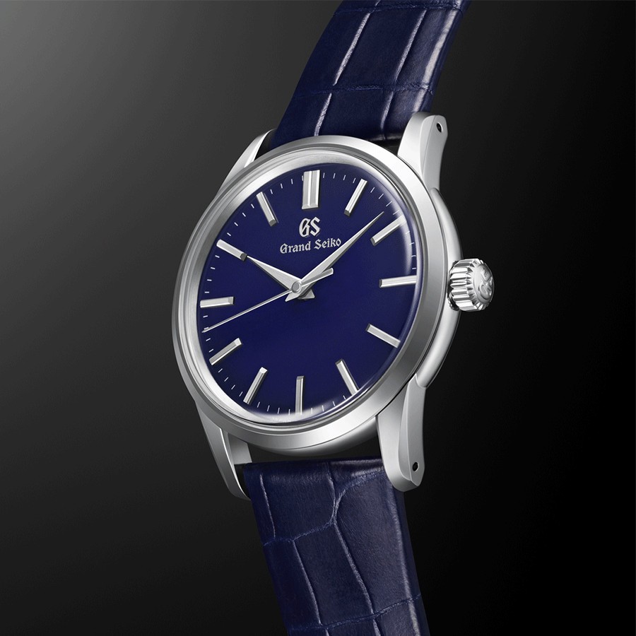 Montre Grand Seiko Elegance quartz cadran bleu bracelet cuir bleu 34 mm