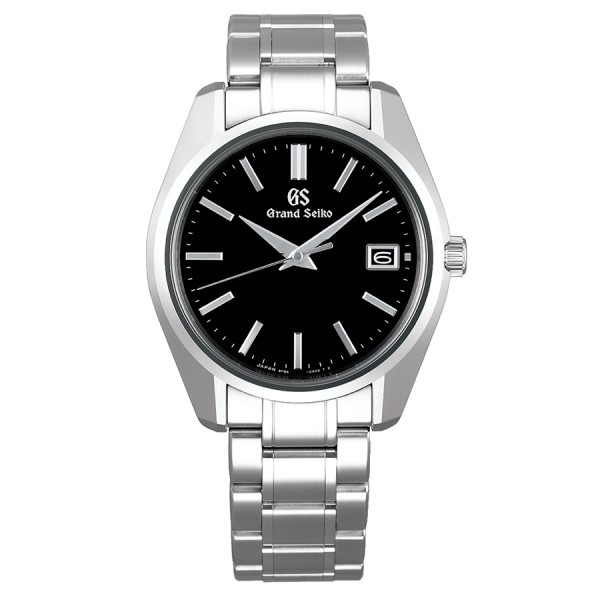 Montre Grand Seiko Heritage quartz cadran noir bracelet acier 40 mm