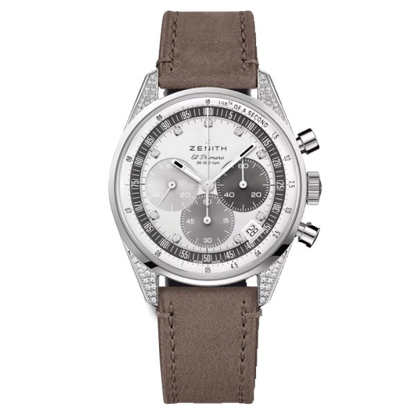 Zenith Chronomaster Original El Primero Diamonds watch white dial beige leather strap 38 mm 16.3200.3600/03.C906