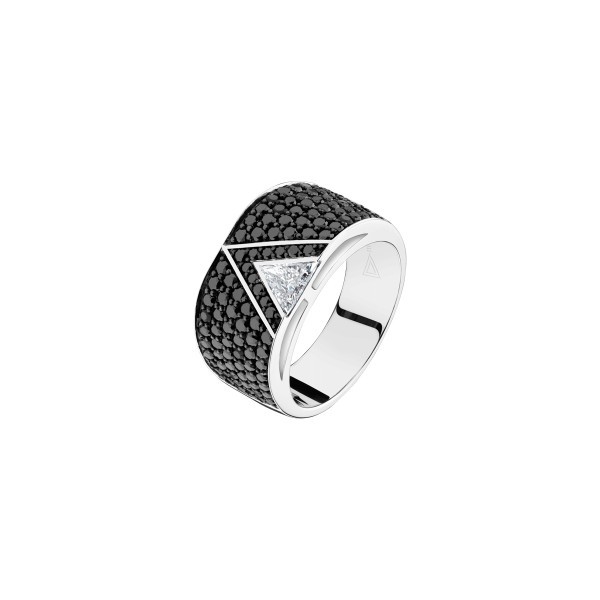 Bague Lepage La Prestigieuse en or blanc, diamant et diamants noirs LEB19222DN6X6CG