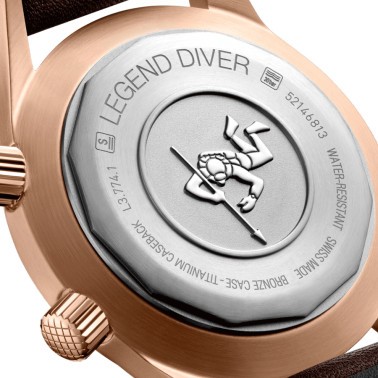 Longines Heritage Legend Diver Bronze automatic watch green dial brown leather strap 42 mm L3.774.1.50.2