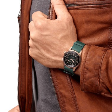 Longines Heritage Legend Diver Bronze automatic watch green dial brown leather strap 42 mm L3.774.1.50.2