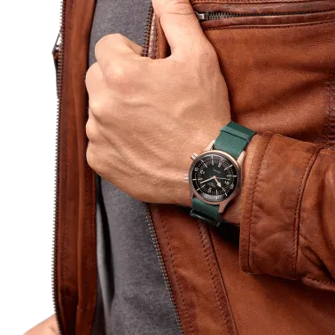 Longines Heritage Legend Diver Bronze automatic watch green dial brown leather strap 42 mm L3.774.1.50.2
