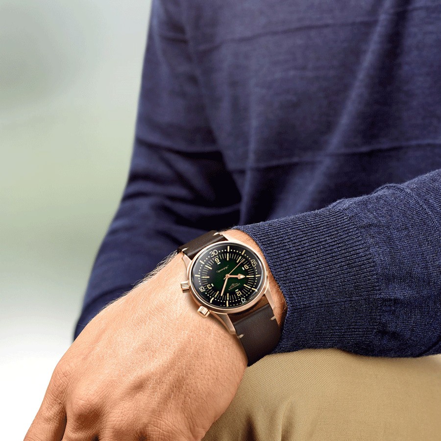 Longines Heritage Legend Diver Bronze automatic watch green dial brown leather strap 42 mm L3.774.1.50.2