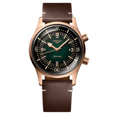 Montre Longines Heritage Legend Diver Bronze automatique cadran vert bracelet cuir brun 42 mm L3.774.1.50.2