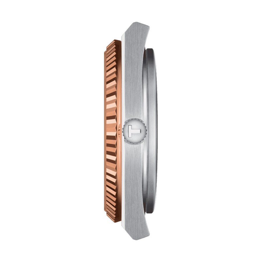 Montre Tissot T-Gold PRX Powermatic 80 or et acier automatique cadran marron bracelet acier 40 mm T931.407.41.291.00