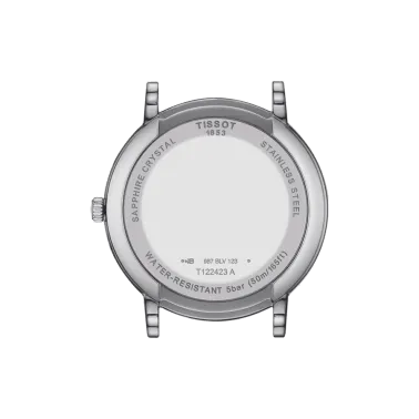 Montre Tissot T-Classic Carson Premium Gent Moonphase quartz cadran argent bracelet acier 40 mm T122.423.11.033.00