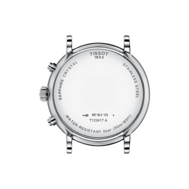 Montre Tissot T-Classic Premium Chronograph quartz cadran argent bracelet cuir noir 41 mm T122.417.16.033.00