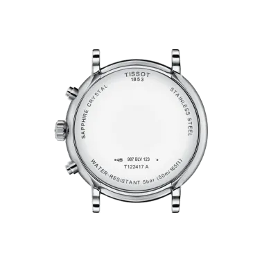 Montre Tissot T-Classic Premium Chronograph quartz cadran argent bracelet cuir noir 41 mm T122.417.16.033.00