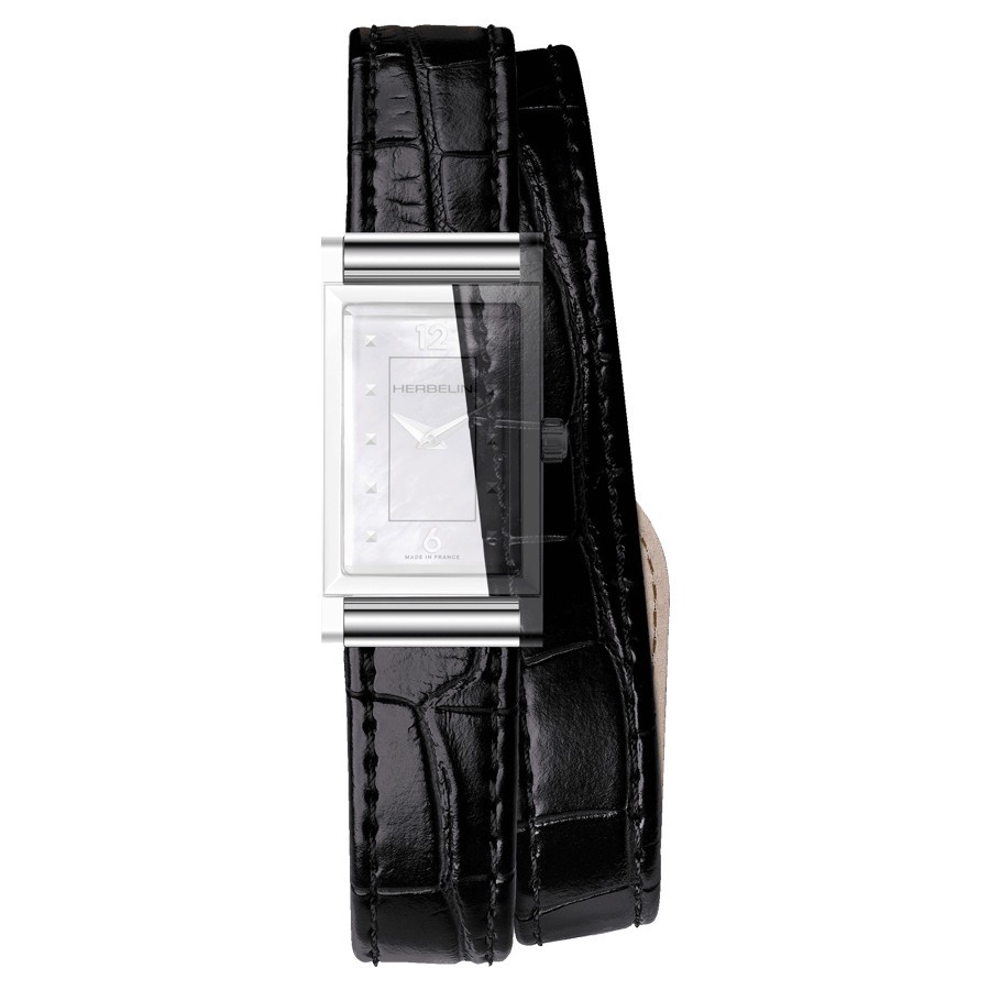 Boîtier Michel Herbelin Antarès quartz cadran noir 27 x 19 mm